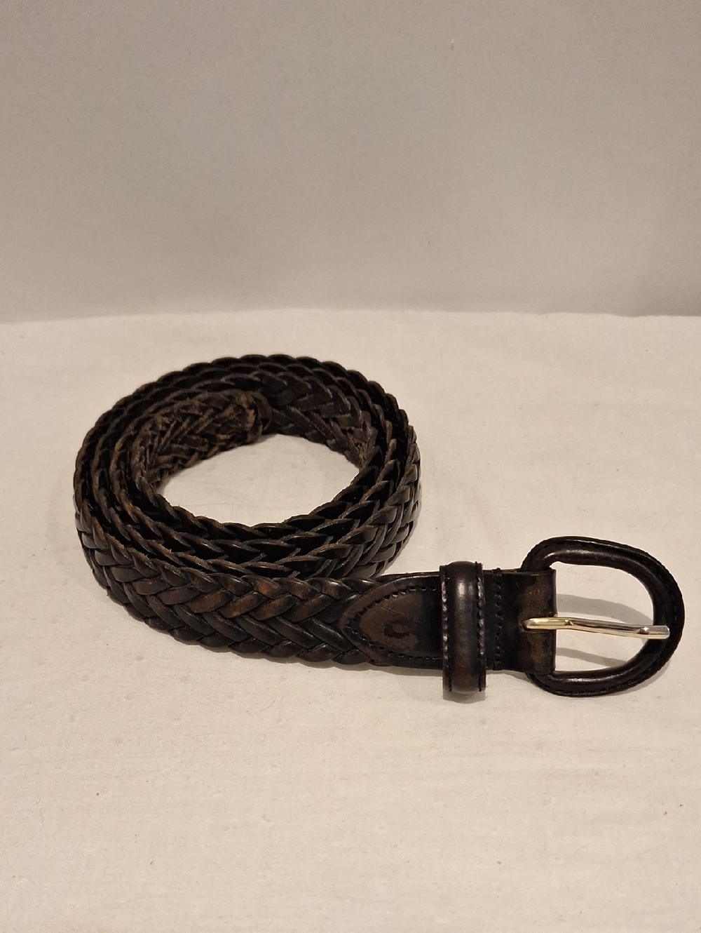 Brown And Black Woven Leather Mens Belt Size 42